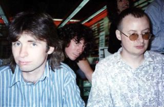 Colin Moulding and Andy Partridge of XTC with Danny Toy